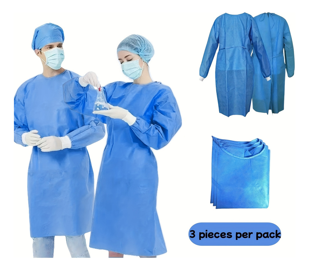 Medical Lab Design - 3 peças de Vestido de Isolamento