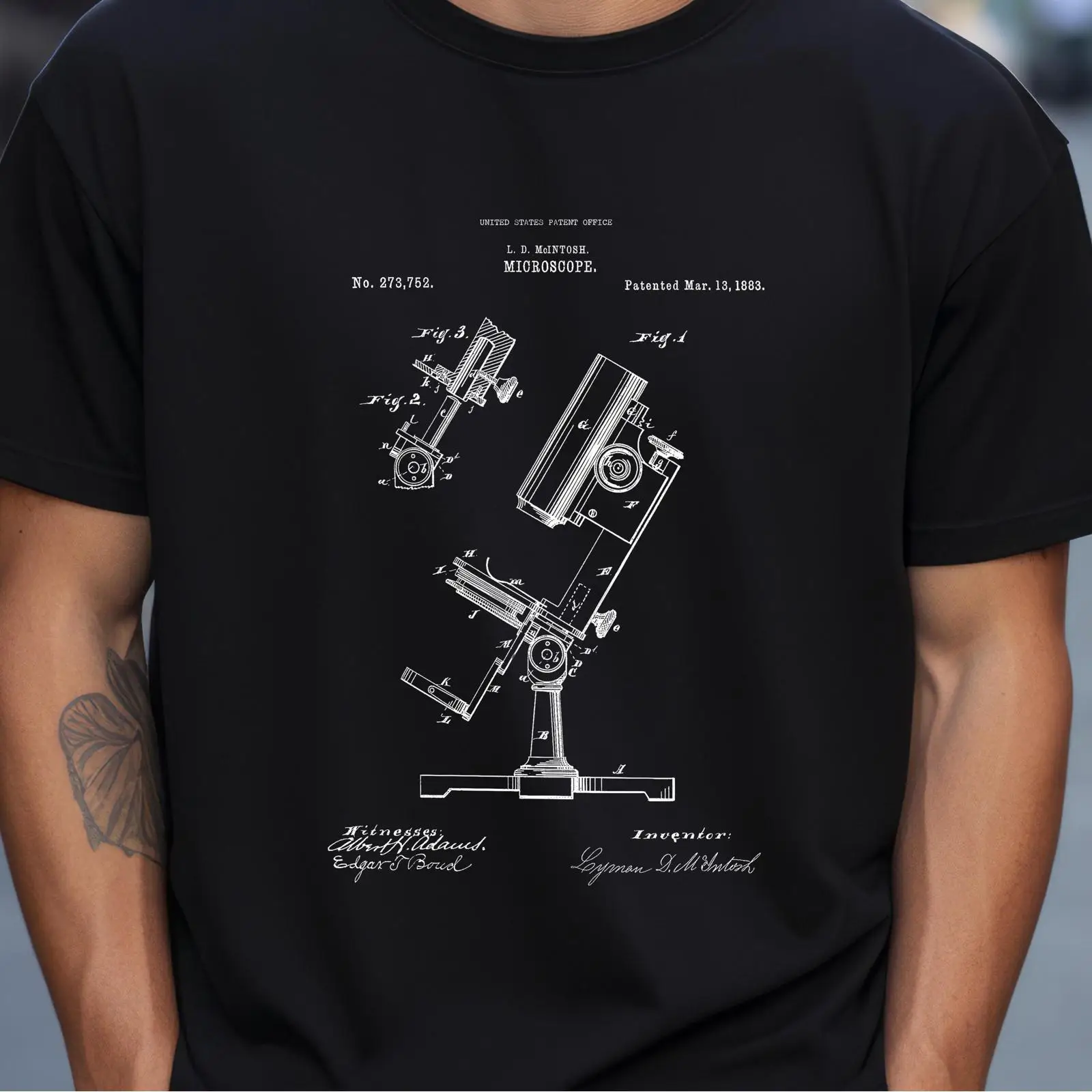 Medical Lab Microscope - Camiseta Vintage 1883 com Patente de